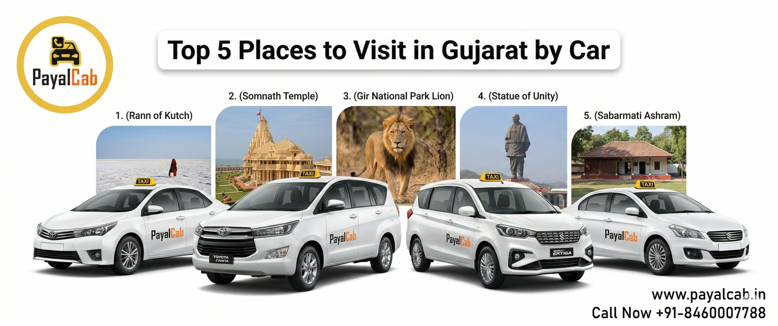 Top 5 Places to Visit in Gujarat by Car | Payal Cab Packages