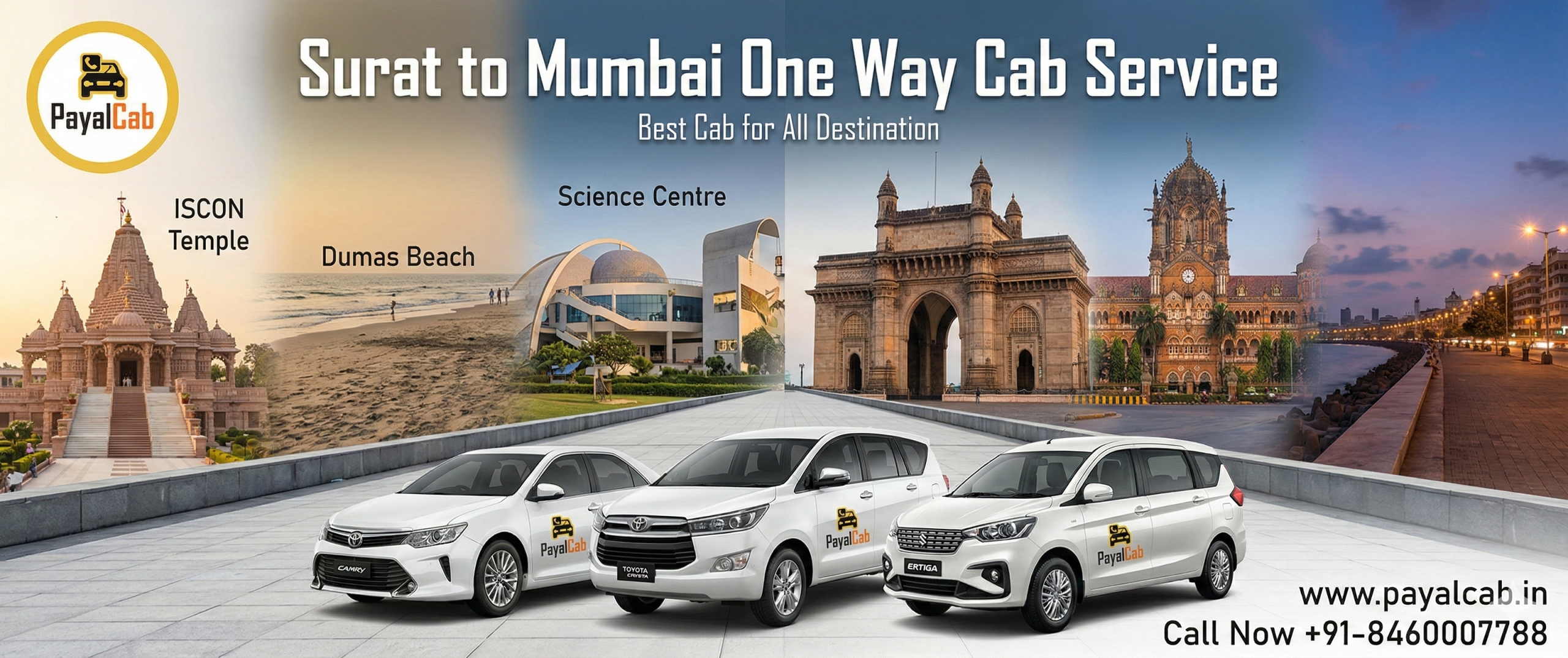Surat to Mumbai One Way Cab Service | No Return Fare Charged Payal Cab