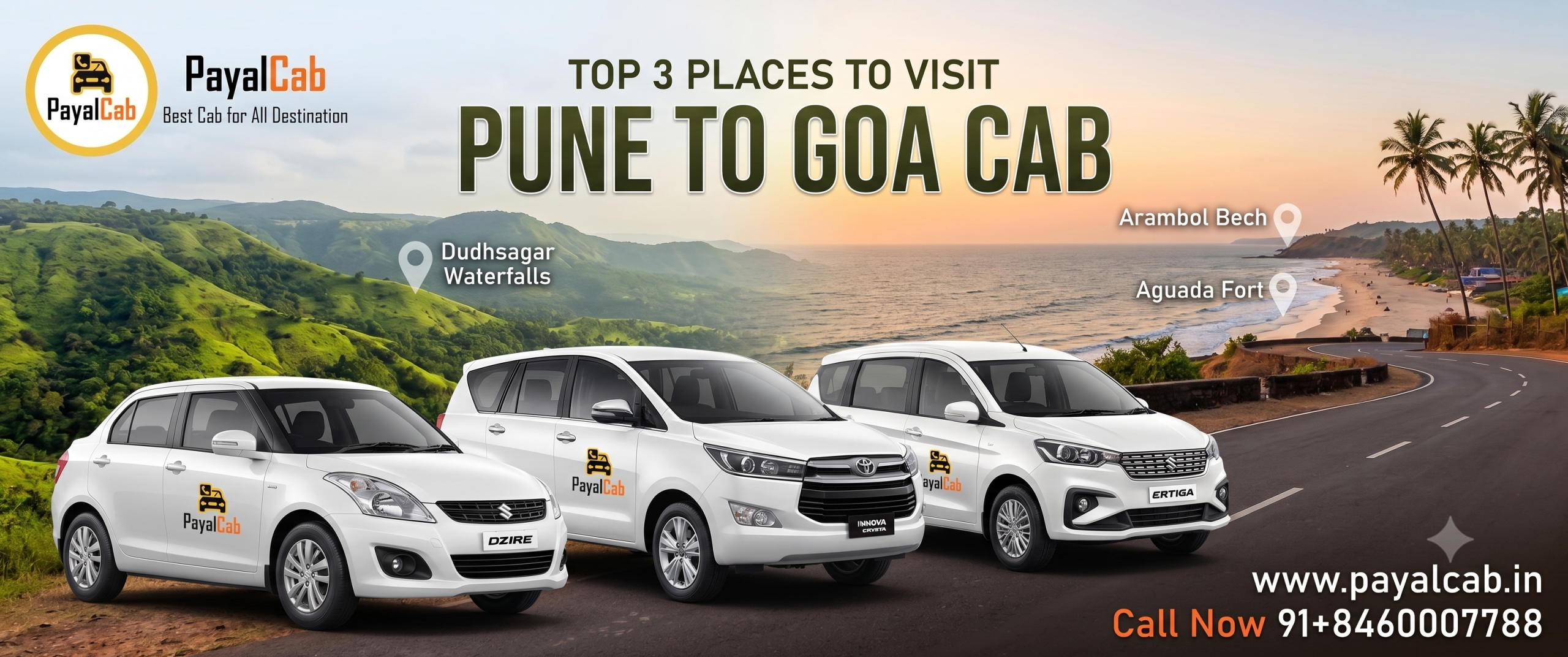 Pune to Goa Cab — Fare, Distance, Route & Complete Booking Guide – Payal Cab